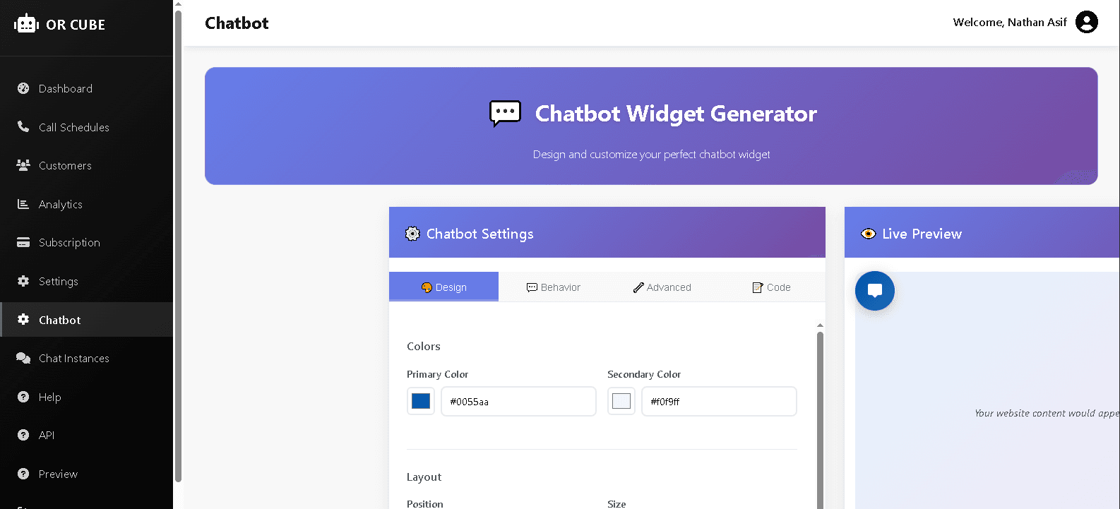 OrcubeAI project interface preview